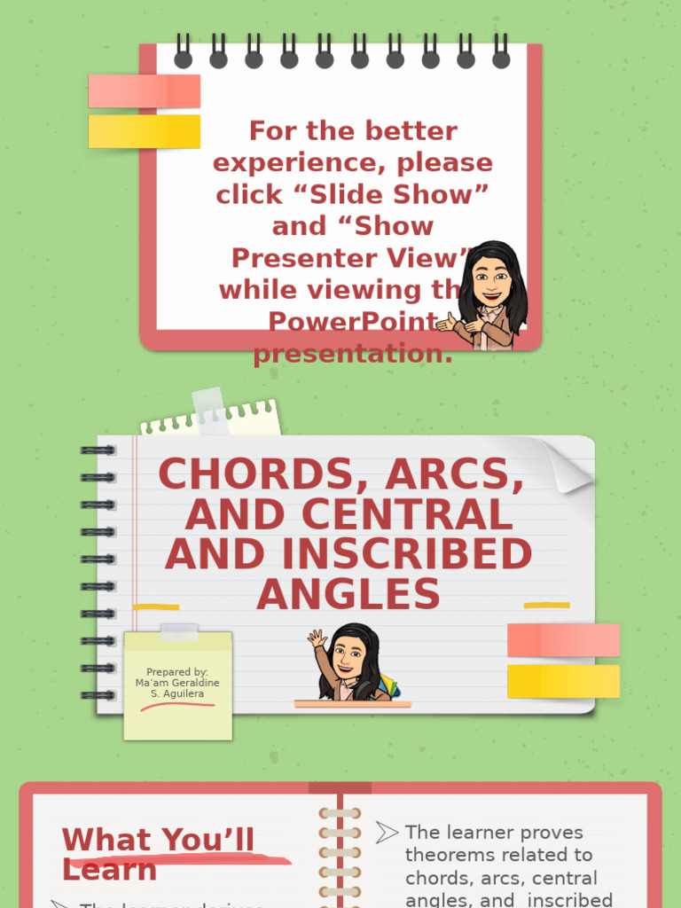 Chords Arcs and Central and Inscribed Angles Students | PDF | Circle ...