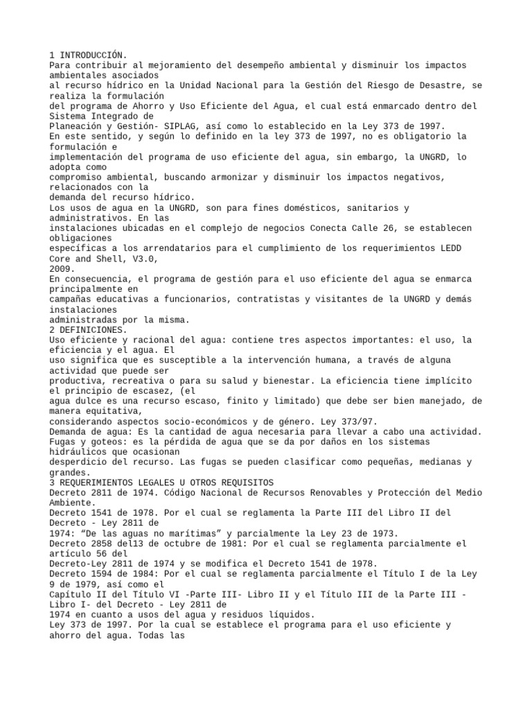 Programa de Ahorro y Uso Eficiente del Agua | PDF | Agua | Planificación