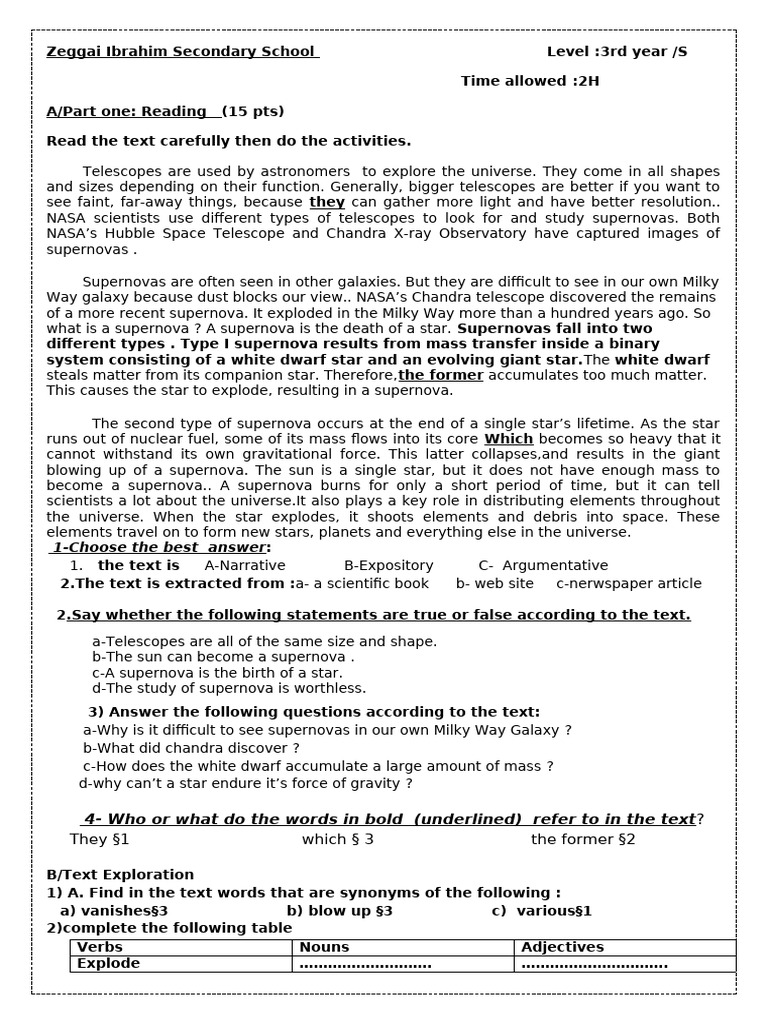 What Is A Supernova4 Exam | PDF | Supernova | Stars
