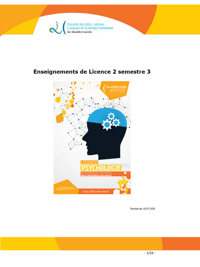 Licence 2 Semestre 3 : Cours de Psychologie | PDF | Psychologie ...