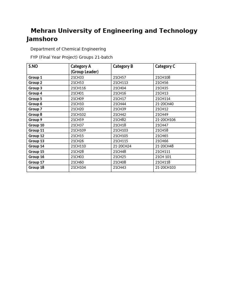 FYP Groups | PDF