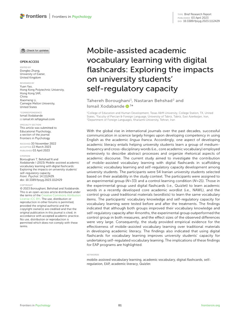 Mobile assisted academic vocabulary learning by digital flashcards
