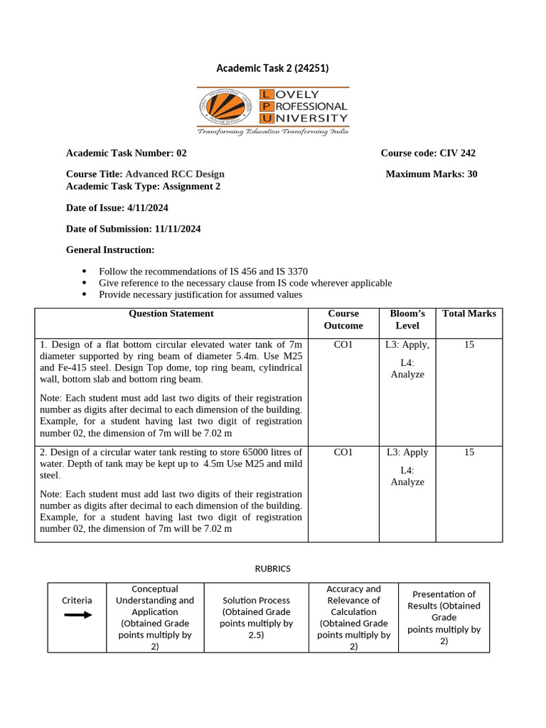Advanced RCC Design Assignment 2 | PDF
