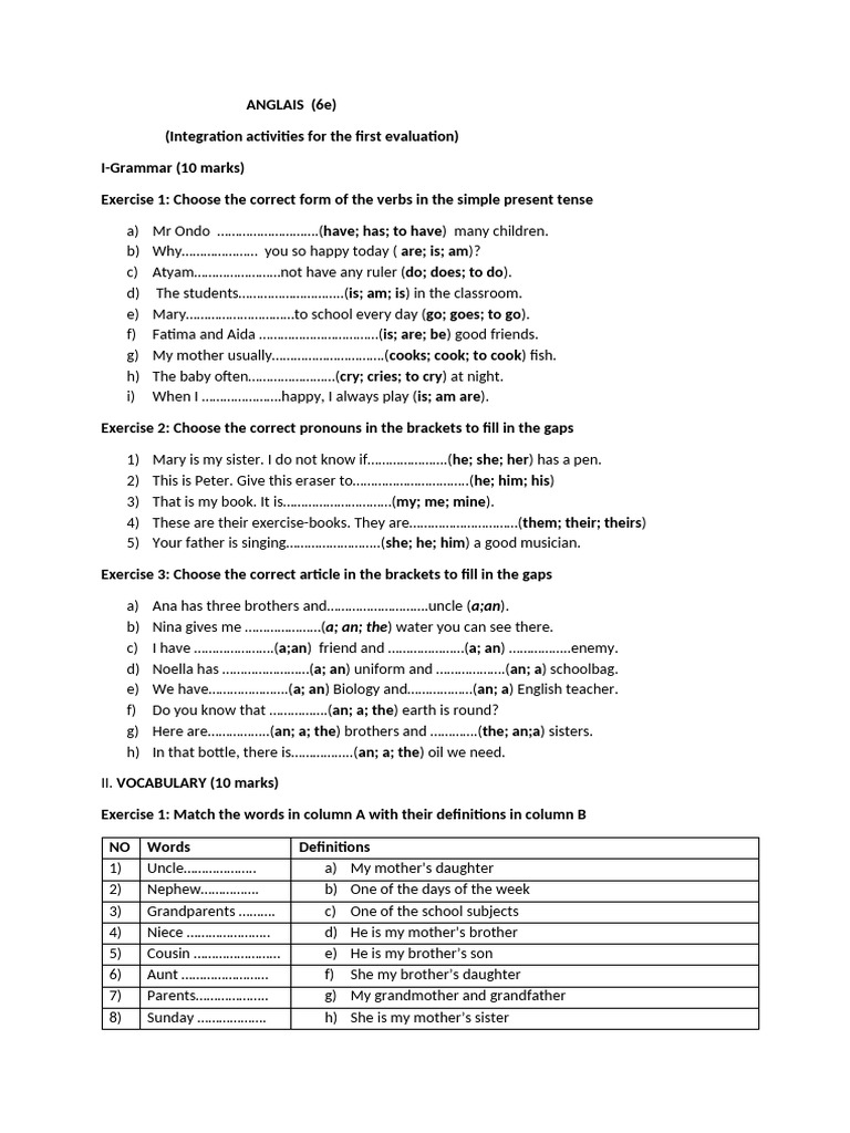 English Grammar and Vocabulary Exercises | PDF | Languages | Foreign ...