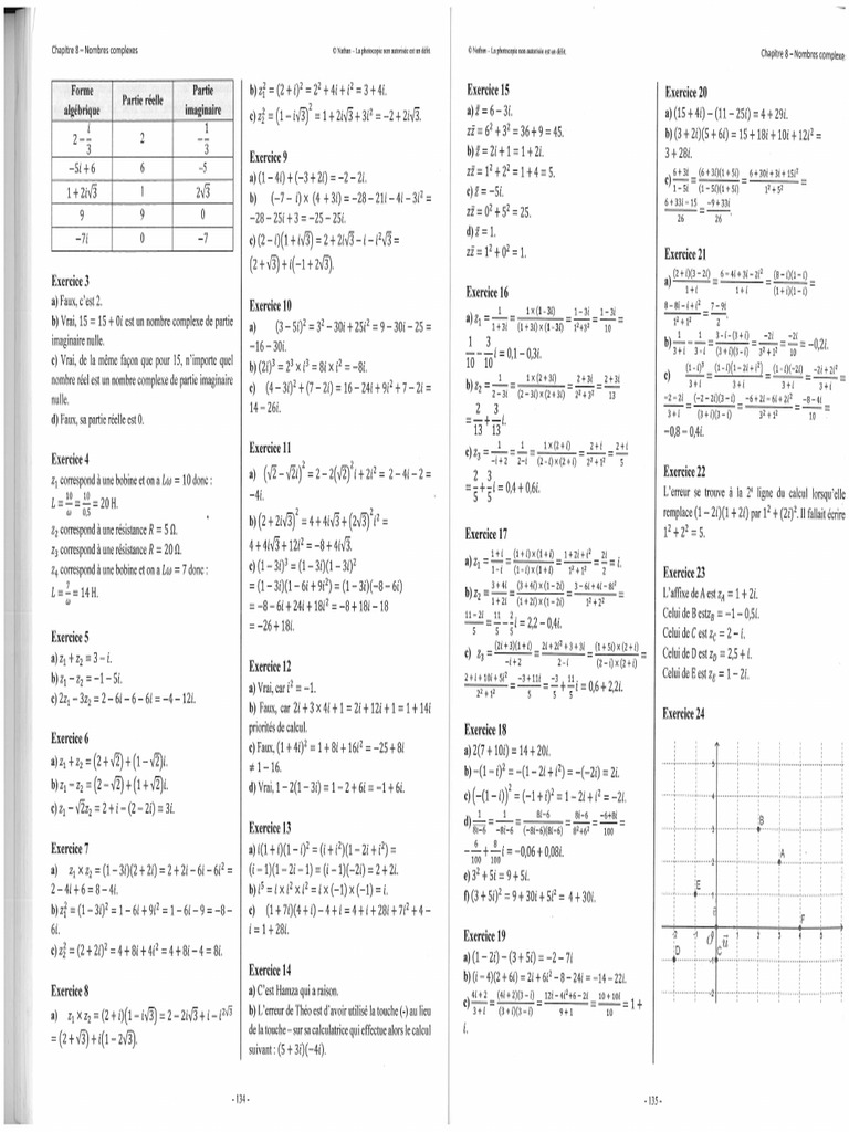 1 STI2D. NBRC. Corrigés Ex 2 À 24 | PDF
