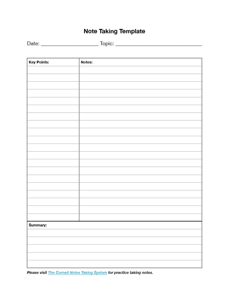 Cornell Note Taking Template | PDF | Computers