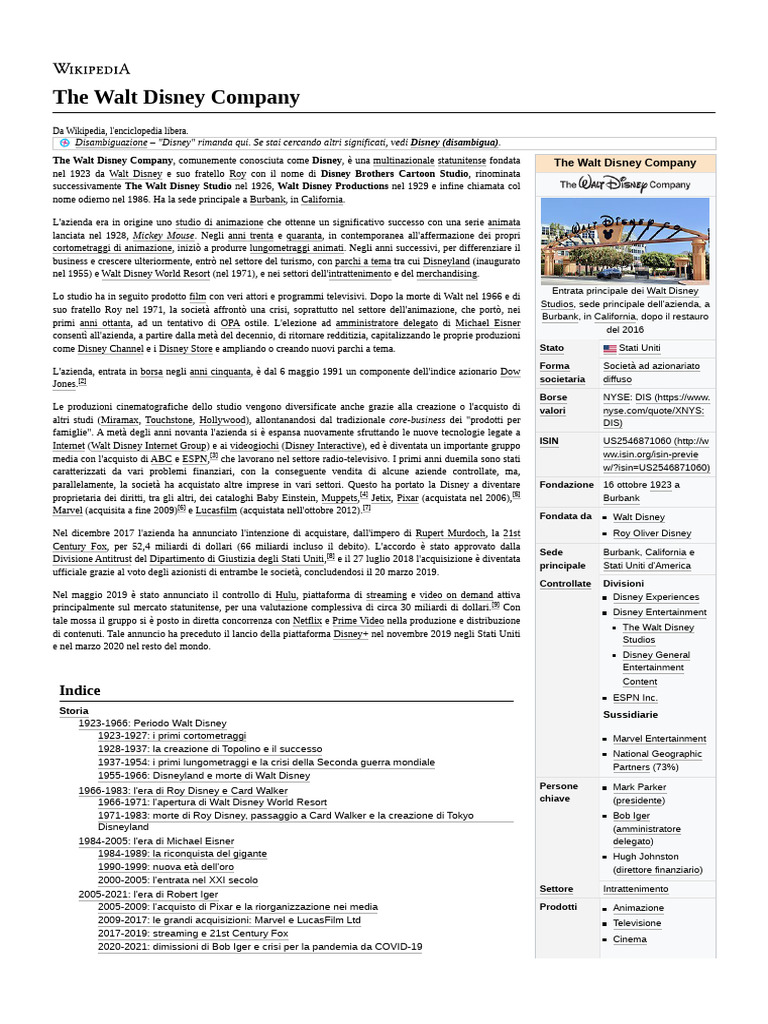 The Walt Disney Company | PDF