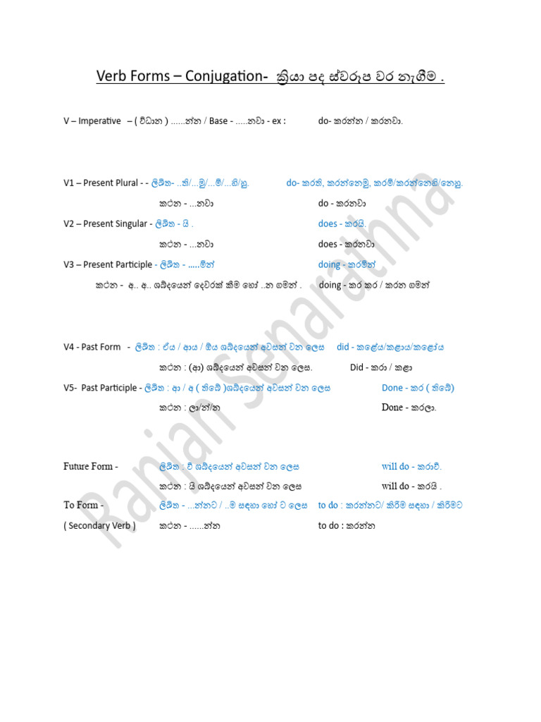 Verb Forms Conjugation | PDF