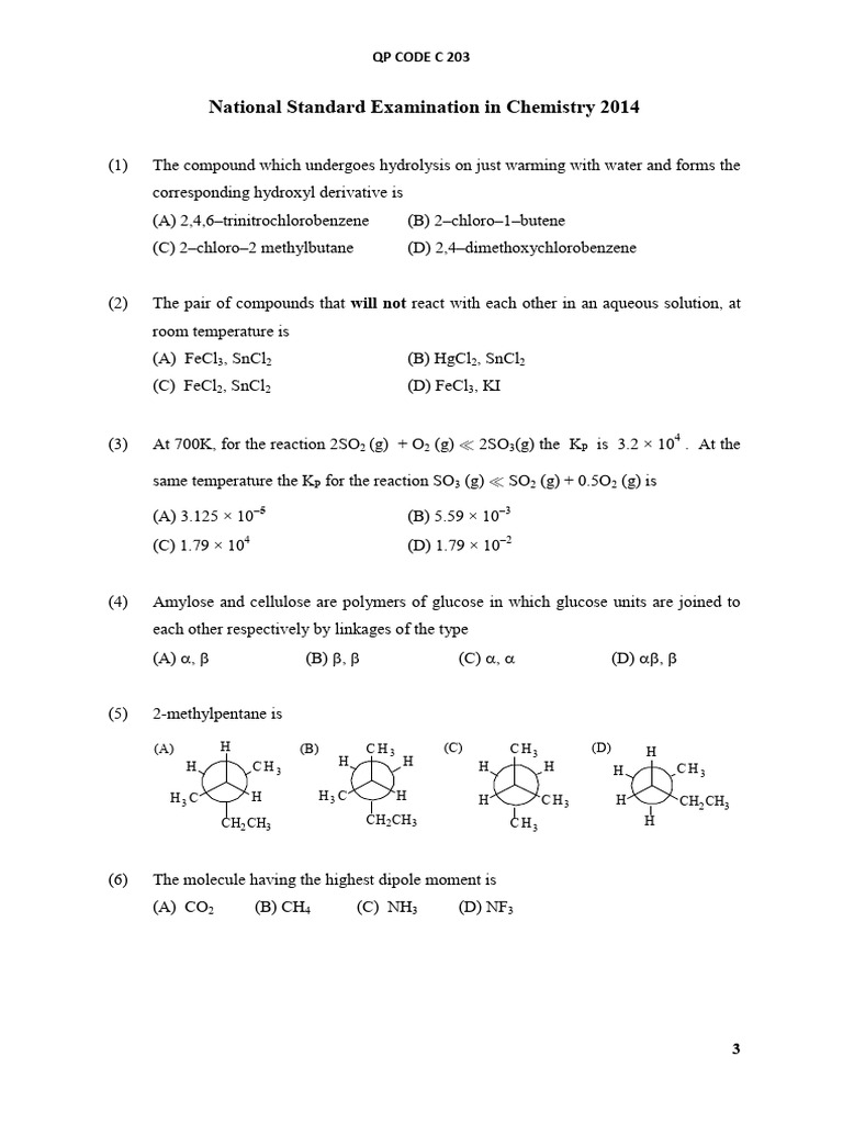 National Chemistry Exam 2014 Questions | PDF | Salt (Chemistry ...