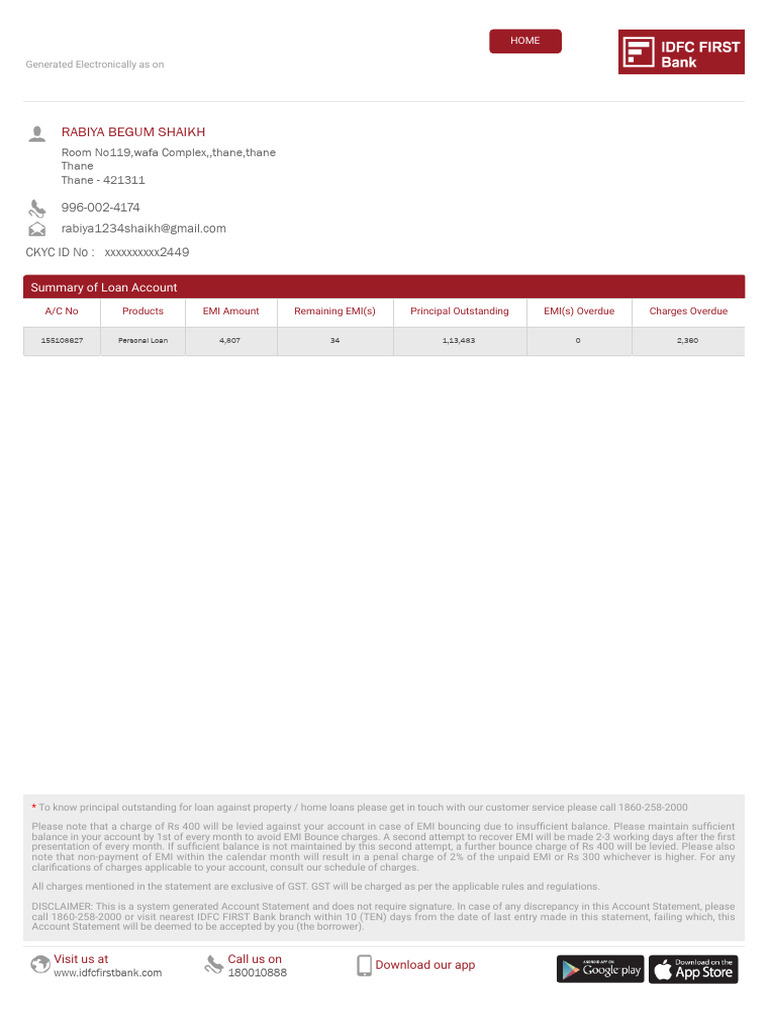 Statement of Account - 102134562 | PDF | Payments | Cheque