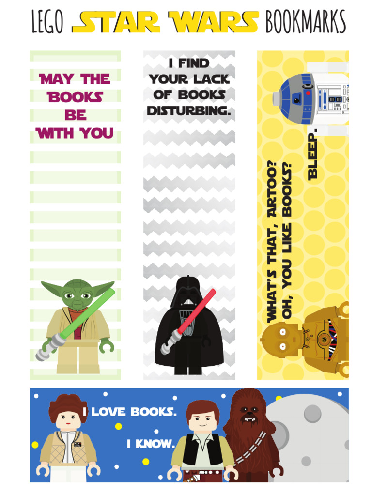 Lego Star Wars Printable Bookmarks | PDF