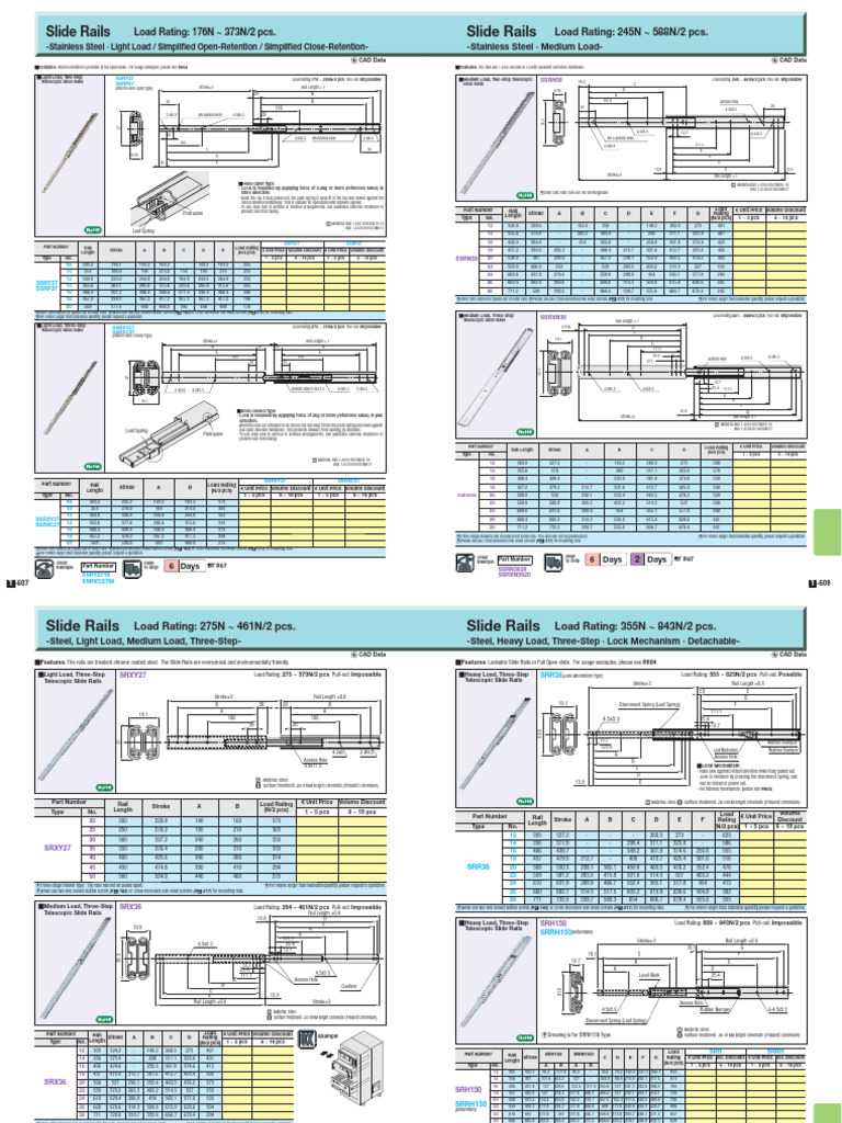 Simplified Slide Rail Specifications | PDF