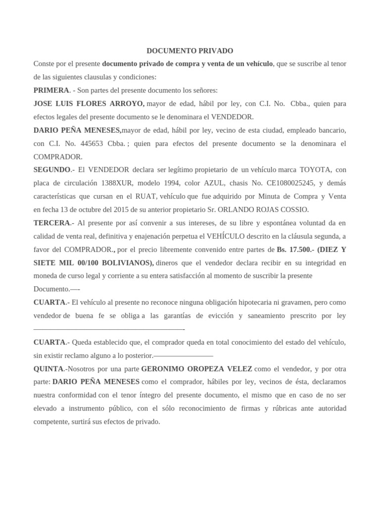 Documento Privado | PDF | Finanzas y dinero