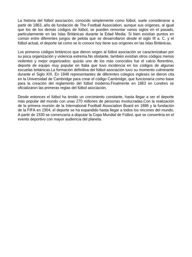 La Historia Del Fútbol Asociación | PDF | Asociación de Futbol ...
