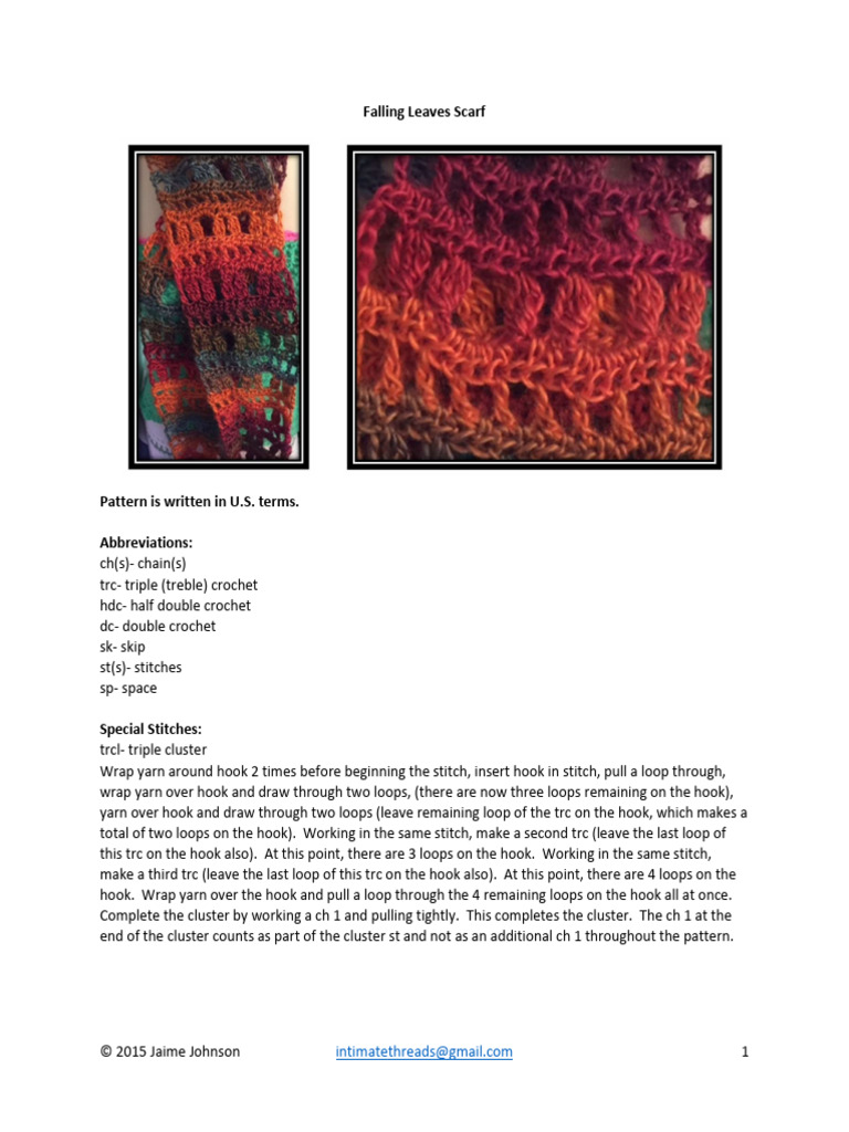 Falling Leaves Scarf | PDF | Crochet | Yarn