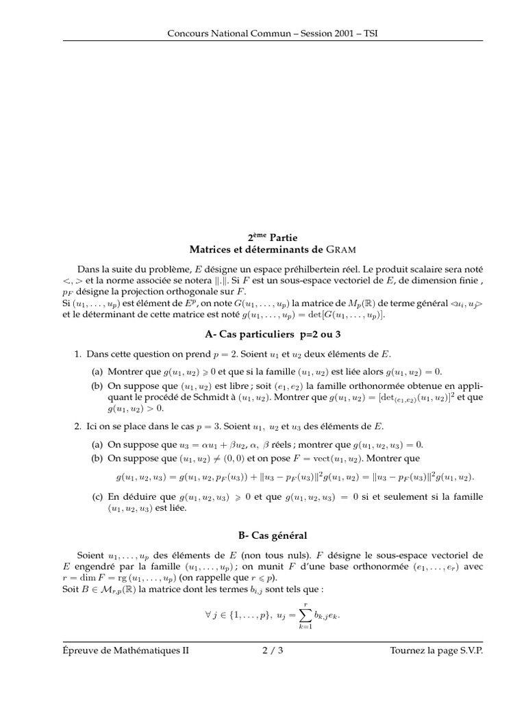 Matrices de Gram et Définition Positive | PDF | Matrice (Mathématiques ...