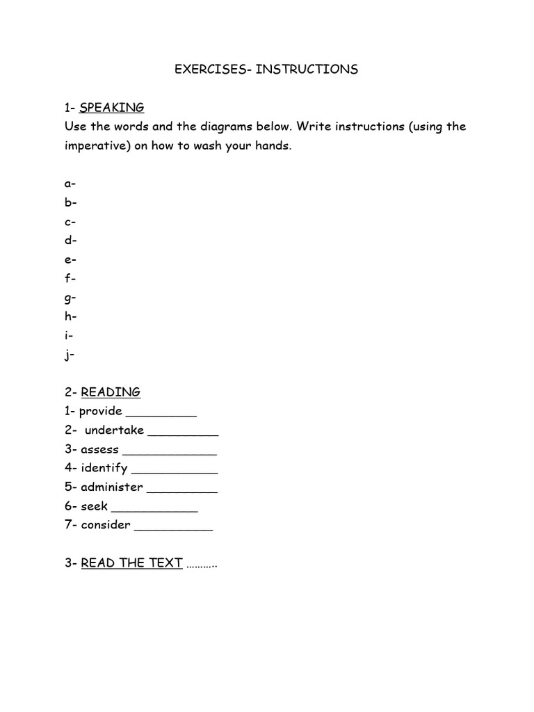 Exercises Instructions | PDF