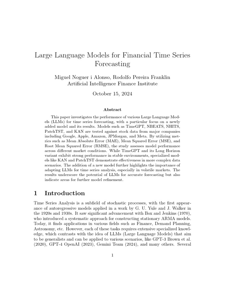Financial Time Series | PDF | Time Series | Forecasting