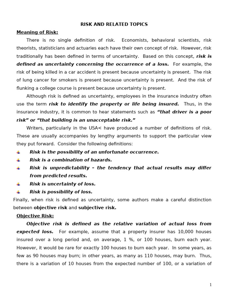 Understanding Risk: Definitions and Types | PDF | Risk | Uncertainty