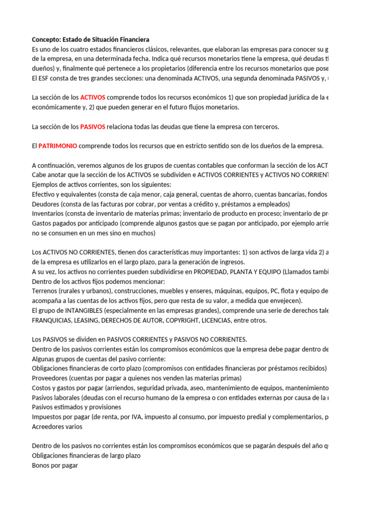 Estado de Situación Financiera: Guía Completa | PDF | Business | Economias