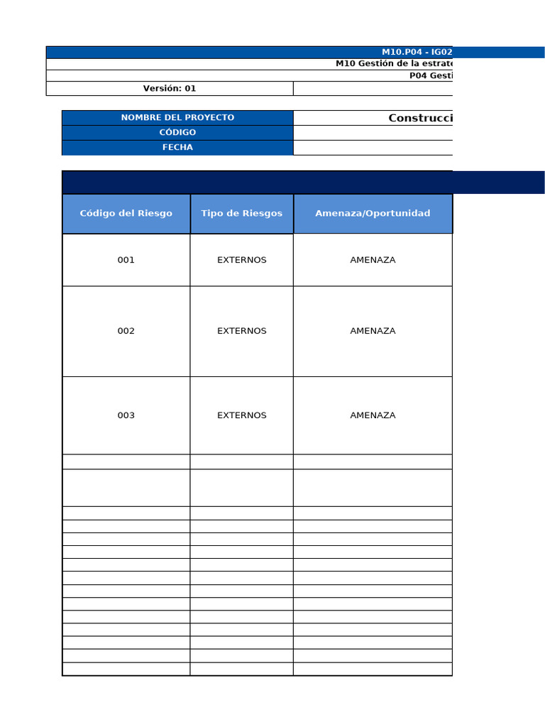 Matriz de Riesgos en Proyectos de Construcción | PDF | Riesgo ...