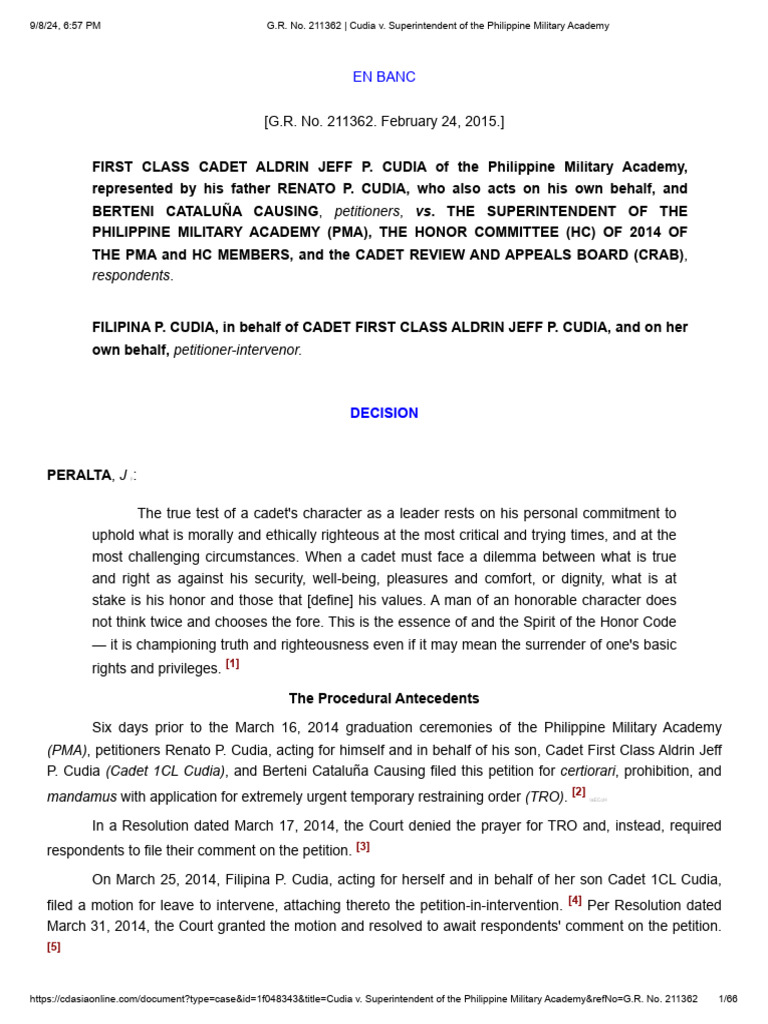 I b 2 16 cudia v superintendent of the philippine military academy