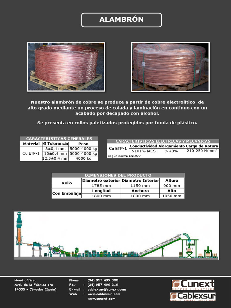 Alambrón de Cobre: Especificaciones y Dimensiones | PDF