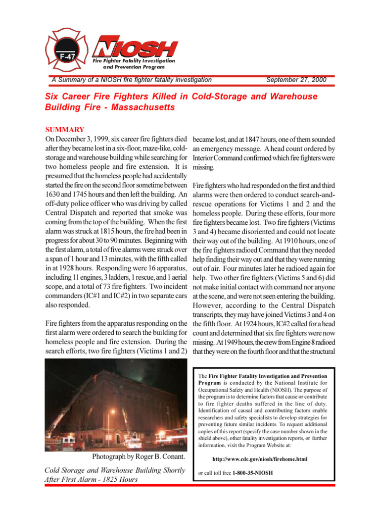 Worcester Cold Storage Fire LODD Report | PDF | Firefighter | Firefighting