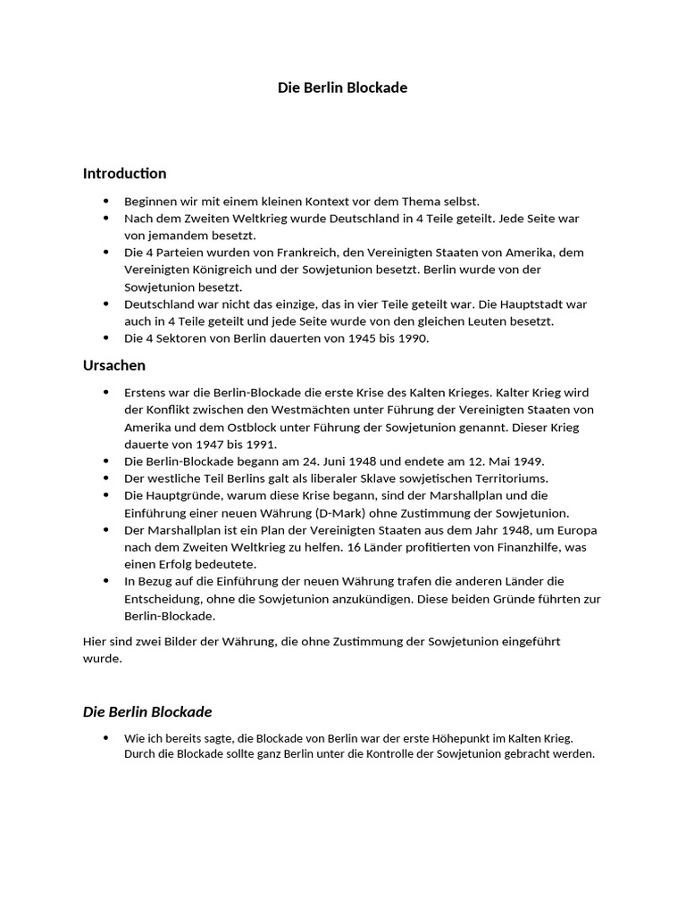 Die Berlin Blockade | PDF