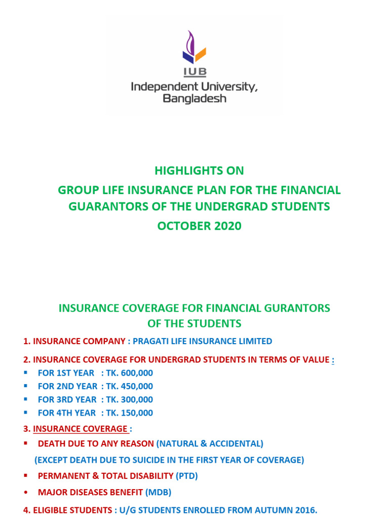 Group Life Insurance for Student Guarantors | PDF | Insurance | Life ...