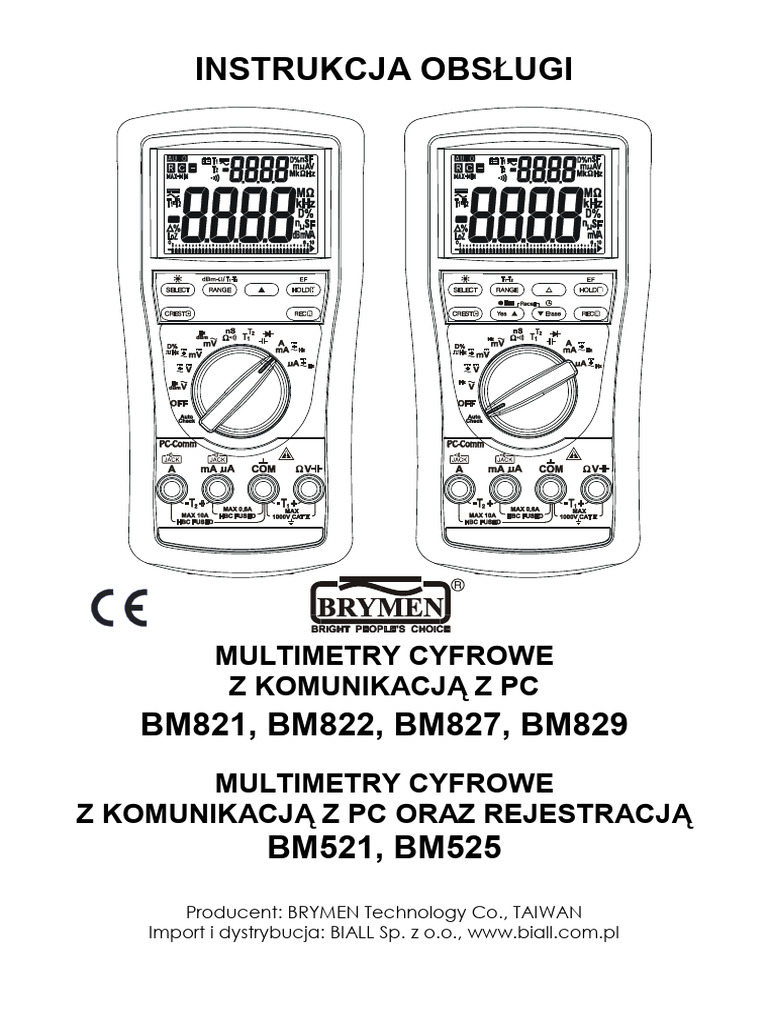 Multimetr Brymen Instrukcja BM829 | PDF