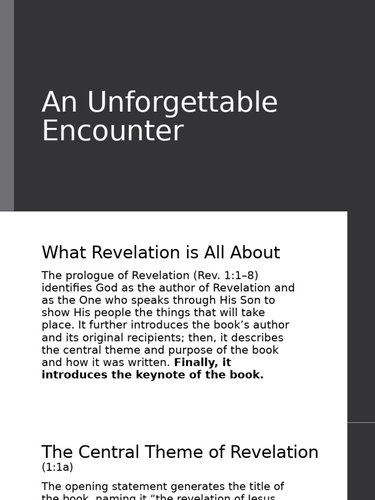 2 An Unforgettable Encounter | PDF | Revelation | Jesus