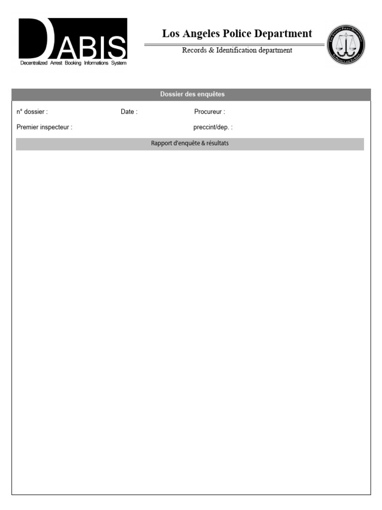 Rapport d'enquête LAPD | PDF | Sciences sociales | Mystère, thriller et ...