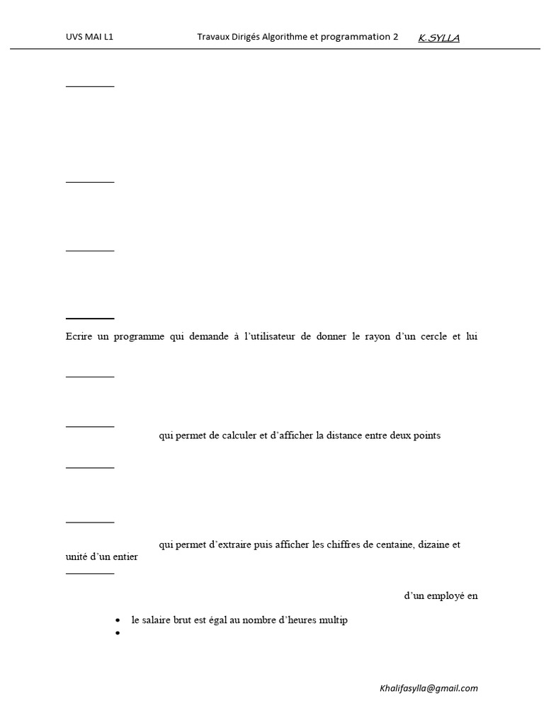 Exercices d'algorithmes en programmation | PDF | Finance et gestion ...