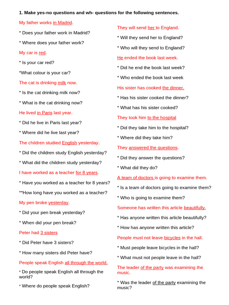 Basic Questions Corrected | PDF | Foreign Language Studies | Home & Garden