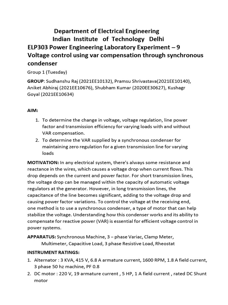 Exp 9 | PDF | Electric Power Transmission | Capacitor