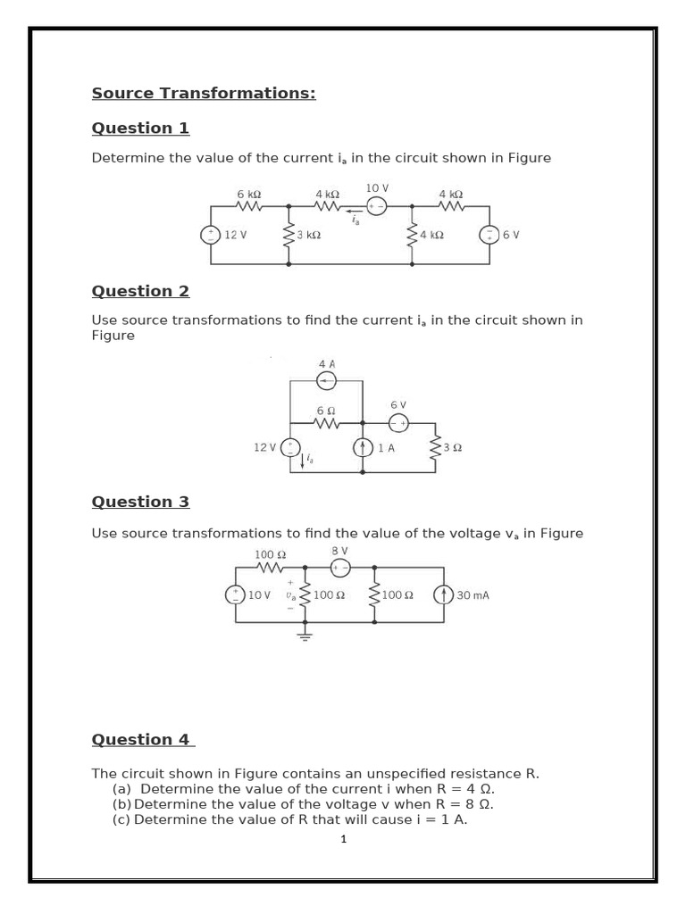 Circuit Analysis: Source Transformations & Superposition | PDF ...