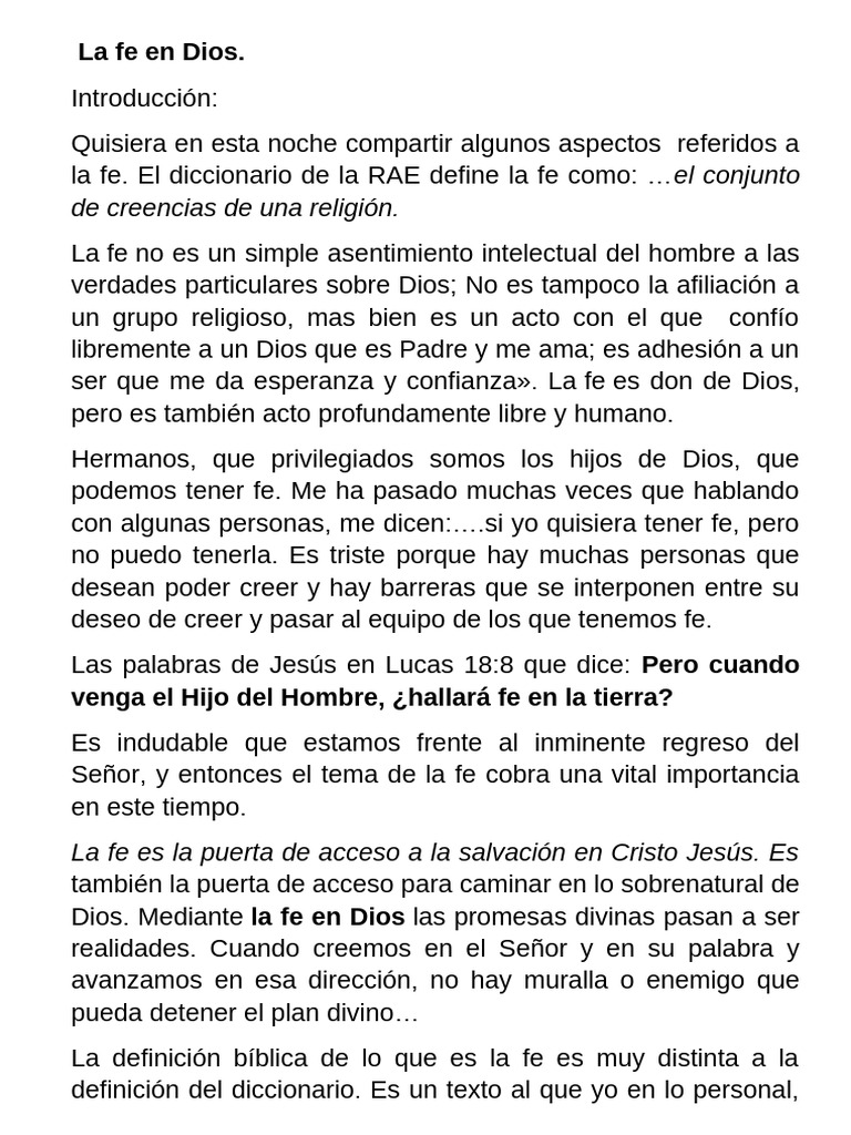 La Importancia de la Fe en Dios | PDF | Fe | Sacrificio