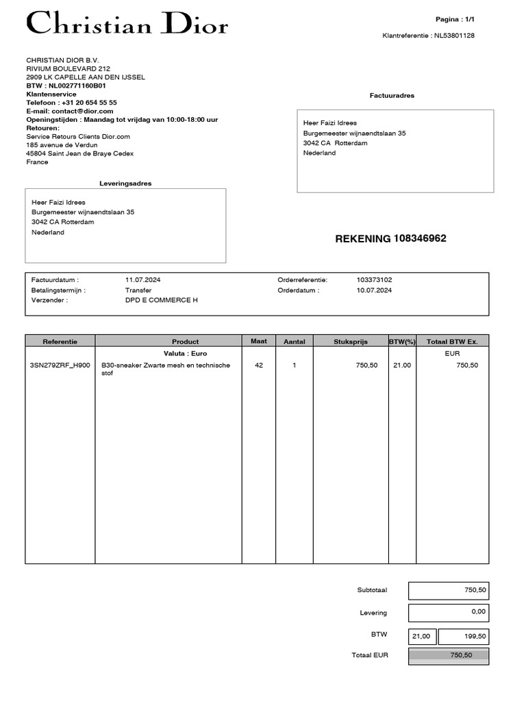 Rekening 108346962 | PDF