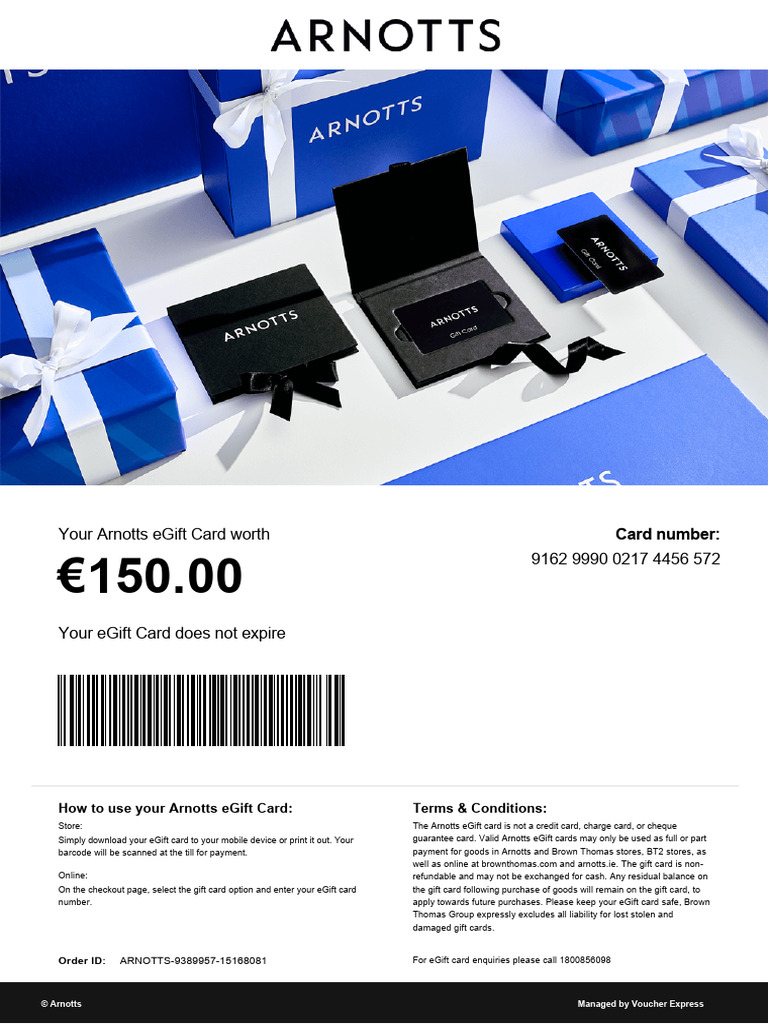 Your Arnotts EGift Card - ARNOTTS-9389957-15168081 | PDF