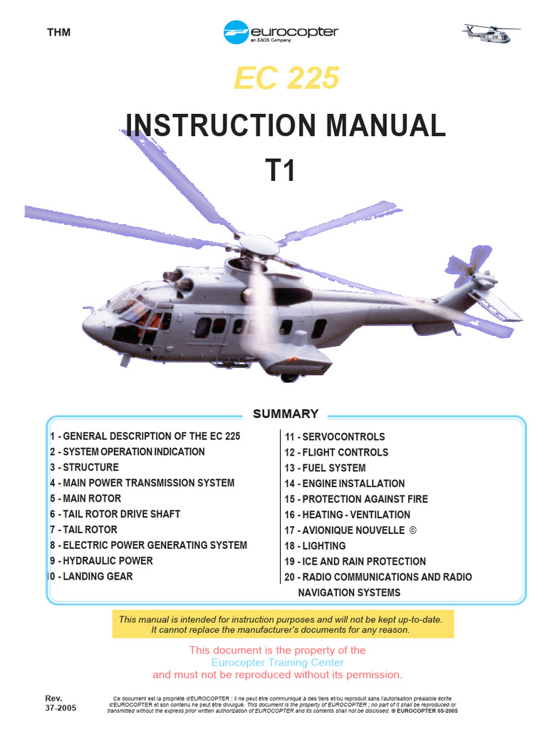 EC 225 Helicopter Instruction Manual | PDF | Landing Gear | Helicopter ...
