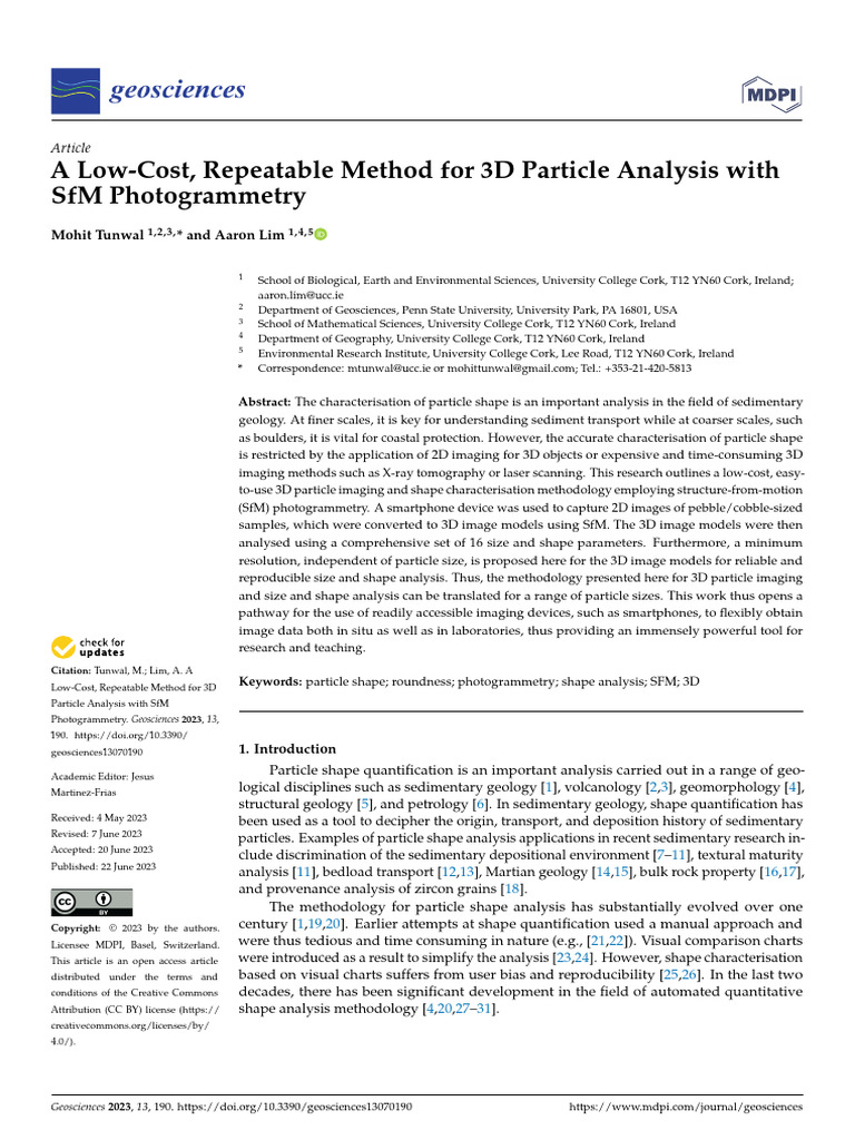 A Low-Cost, Repeatable Method For 3D Particle Analysis With SFM ...