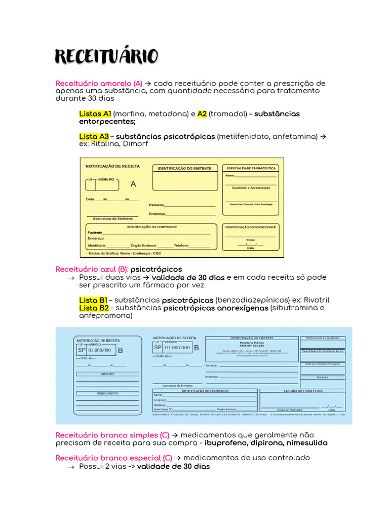 RECEITUÁRIO | PDF | Receita médica | Biodisponibilidade