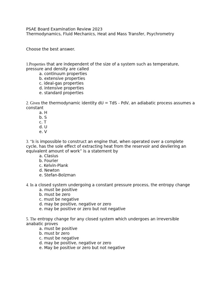 Probset - Thermofluids | PDF | Heat Transfer | Humidity