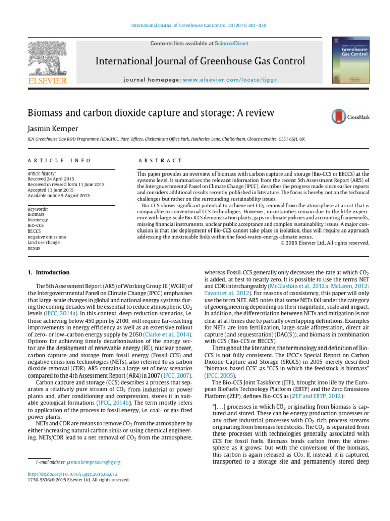 1 s2.0 S1750583615002650 Main | PDF | Carbon Capture And Storage ...