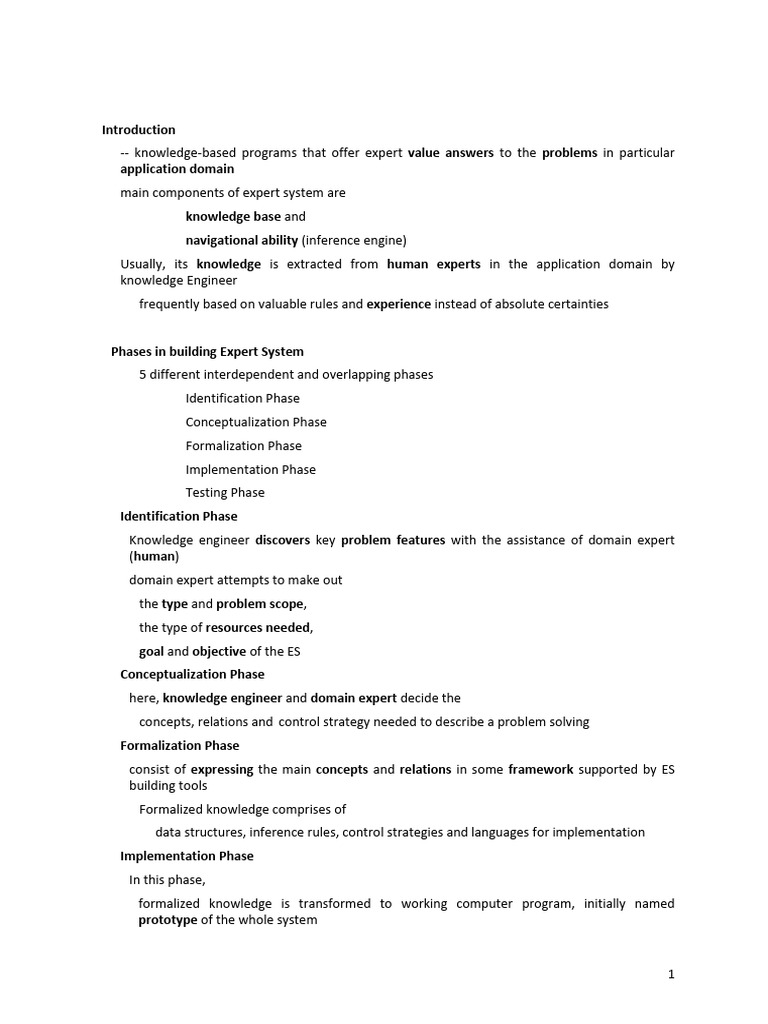 Expert Systems: Structure and Phases | PDF | Machine Learning | Knowledge