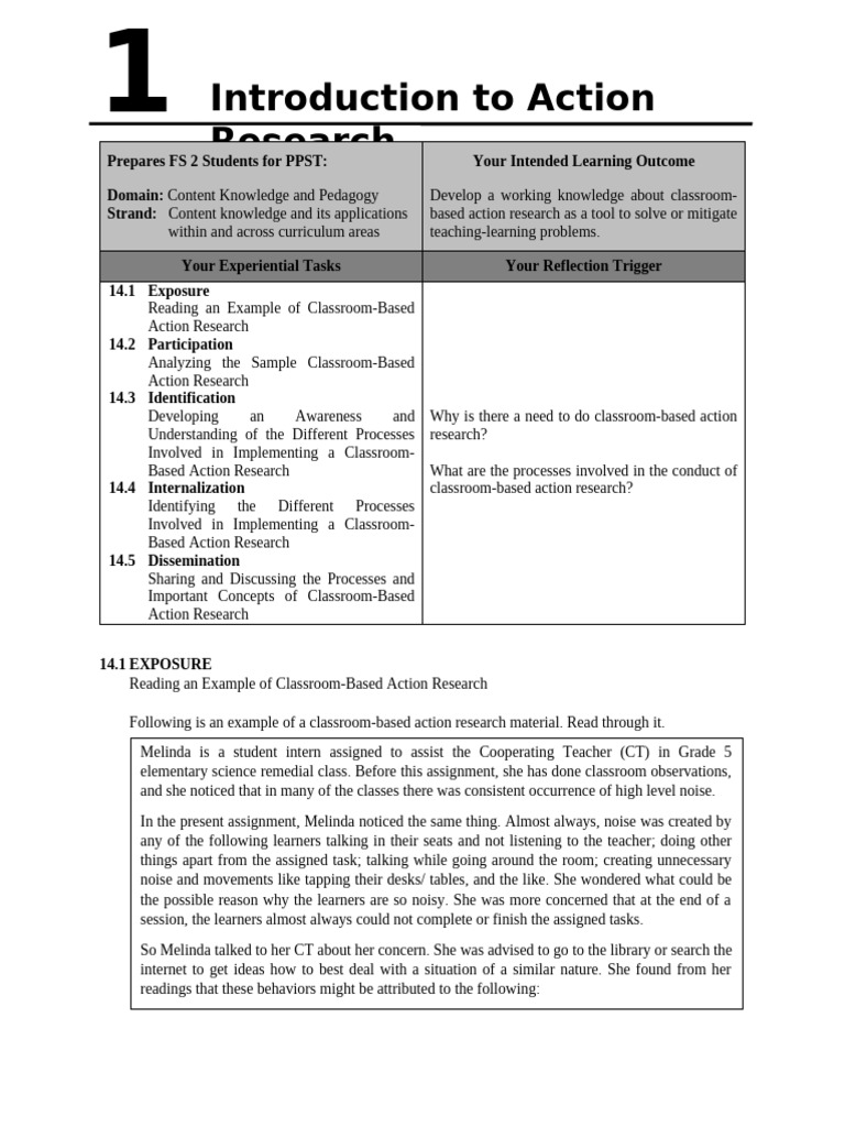 Learning Experience 14 | PDF | Action Research | Learning