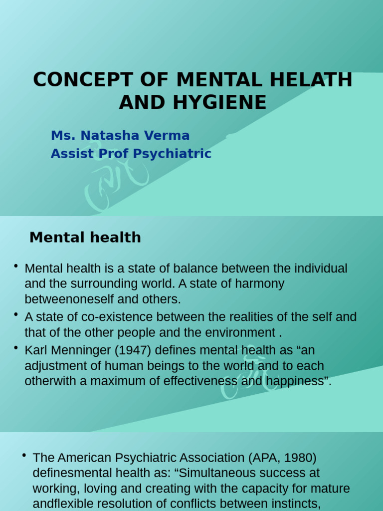 Understanding Mental Health and Hygiene | PDF | Mental Health | Self Esteem