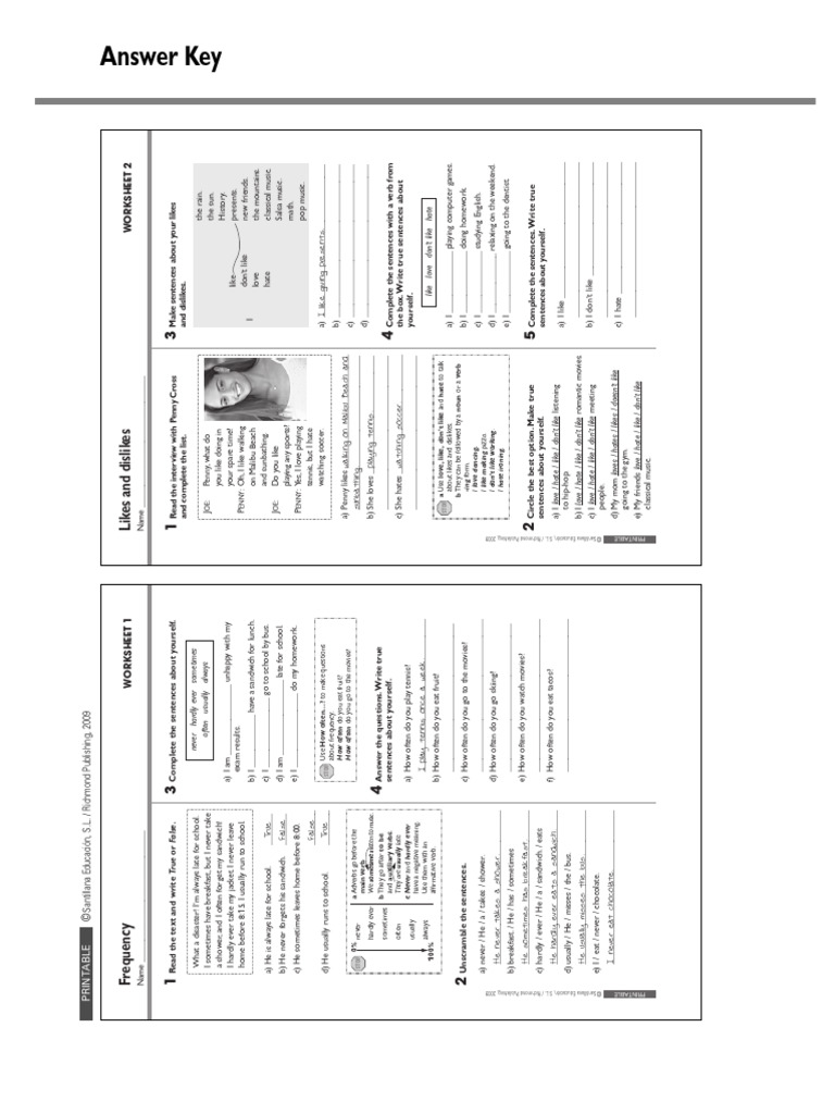Answer Key for Worksheets | PDF | Morphology | Linguistic Morphology