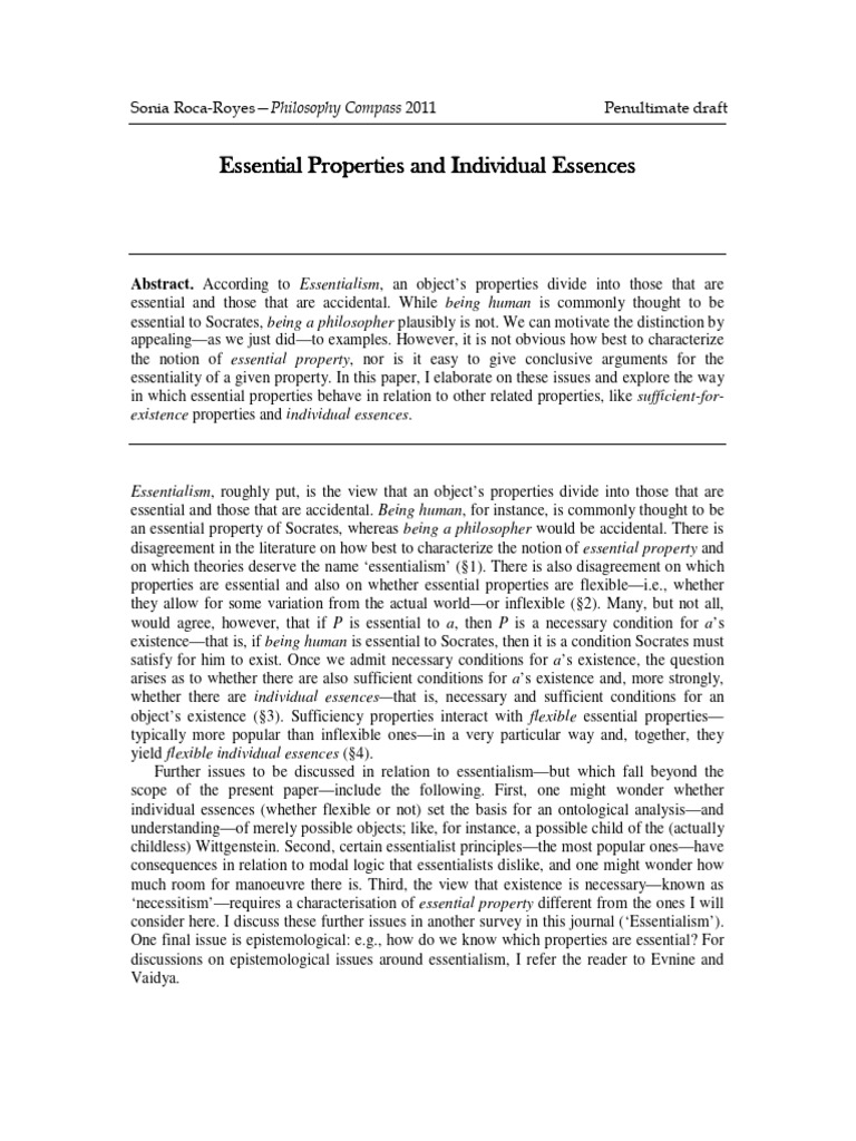 Understanding Essentialism in Philosophy | PDF | Essentialism | Existence